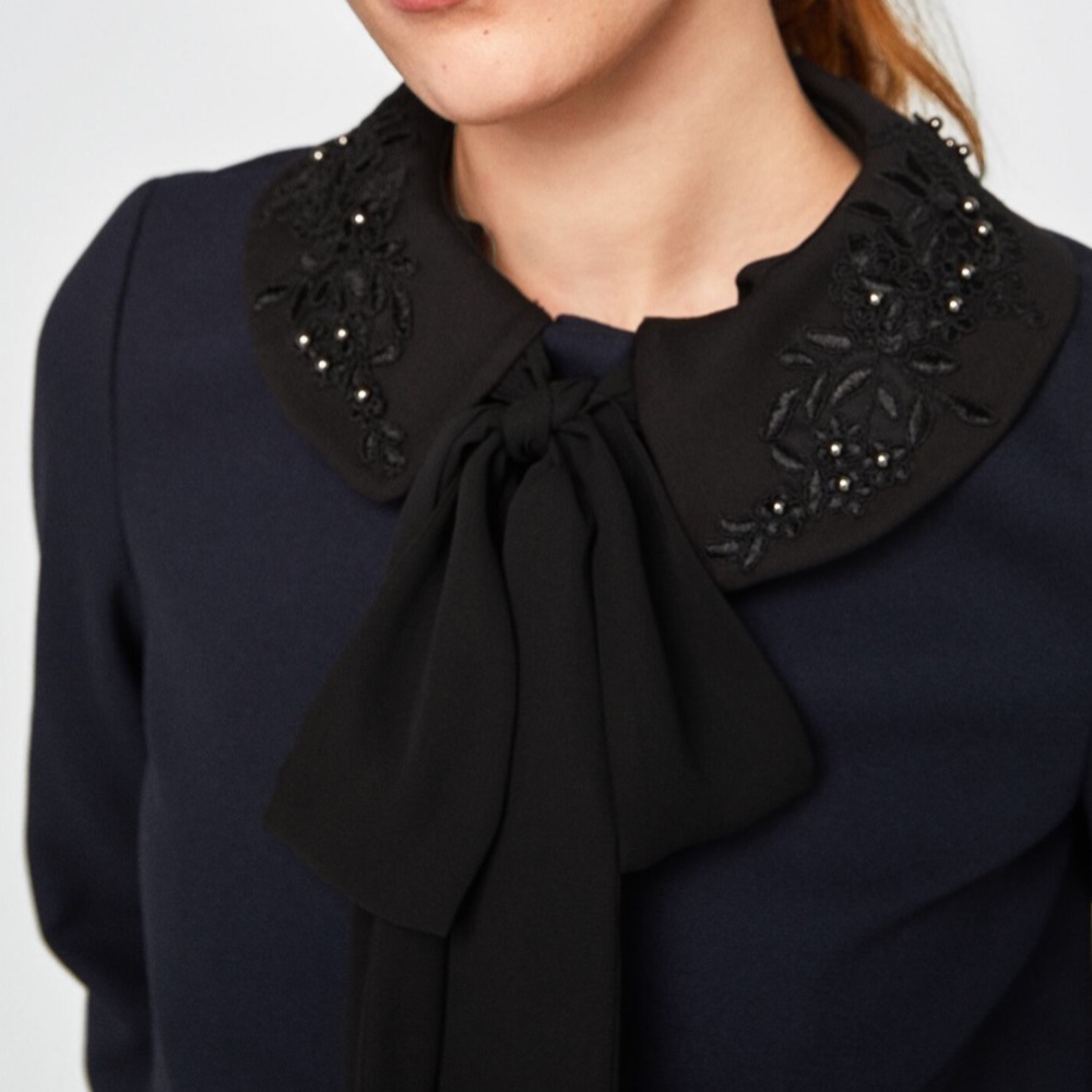 ZARA Blazer with Embroidered Collar